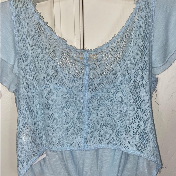 Light Blue Hollister Top with Lace Back - Picture 2 of 3